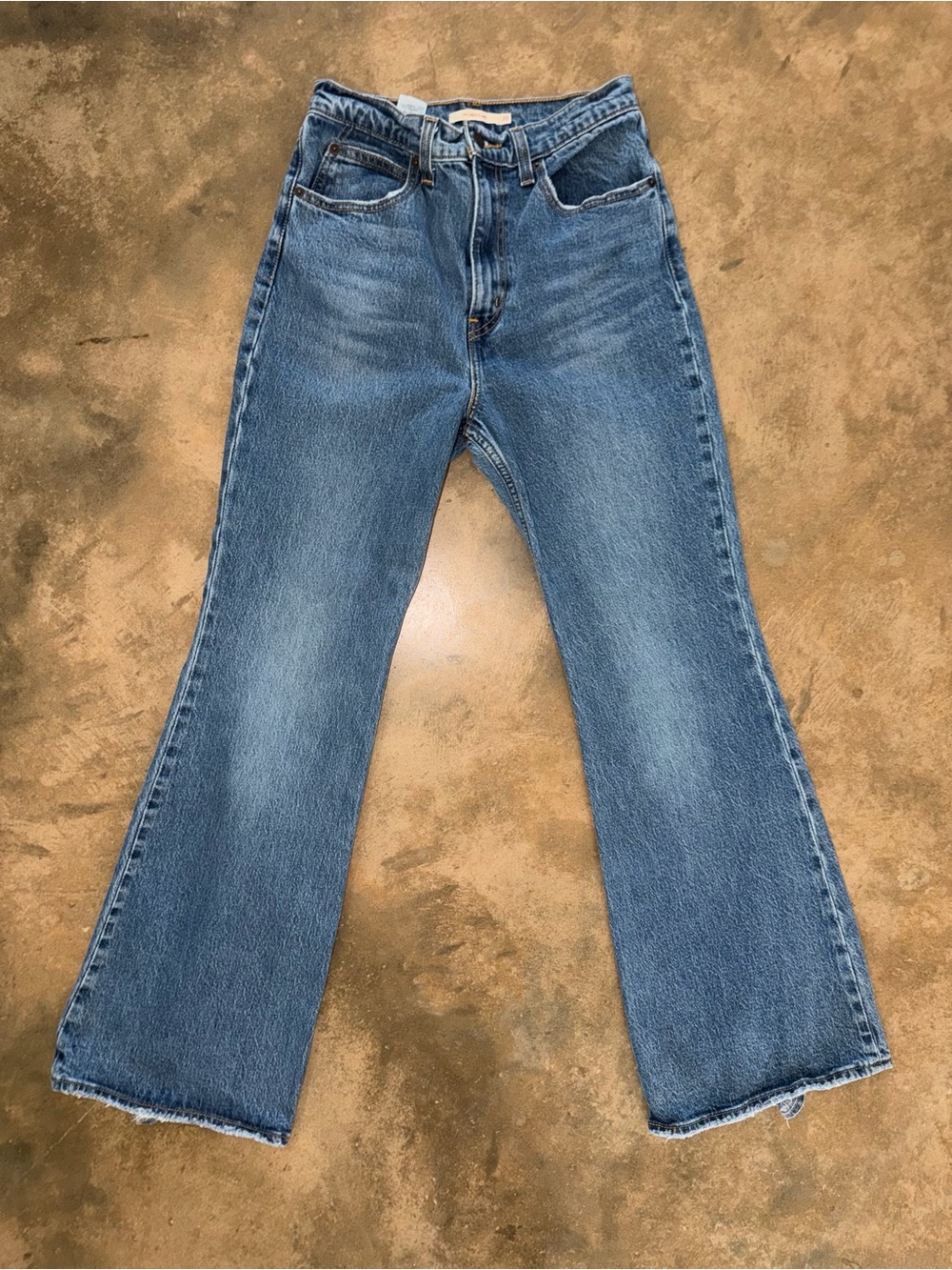 Levi’s Premium 70s High Flare Jeans Raw Hem Distressed Size 27